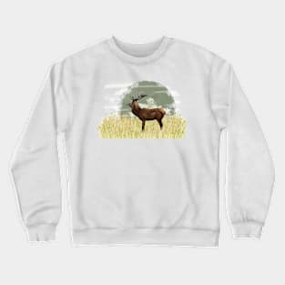 Deer in grassland Crewneck Sweatshirt